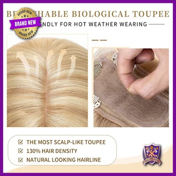 18 Inch Human Hair Topper Silk Base Clip In Hairpiece for Thinning Hair main image 4